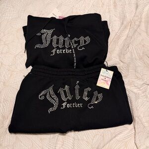 Juicy Couture Black Rhinestone 'Juicy Forever' Hoodie & Joggers Set
